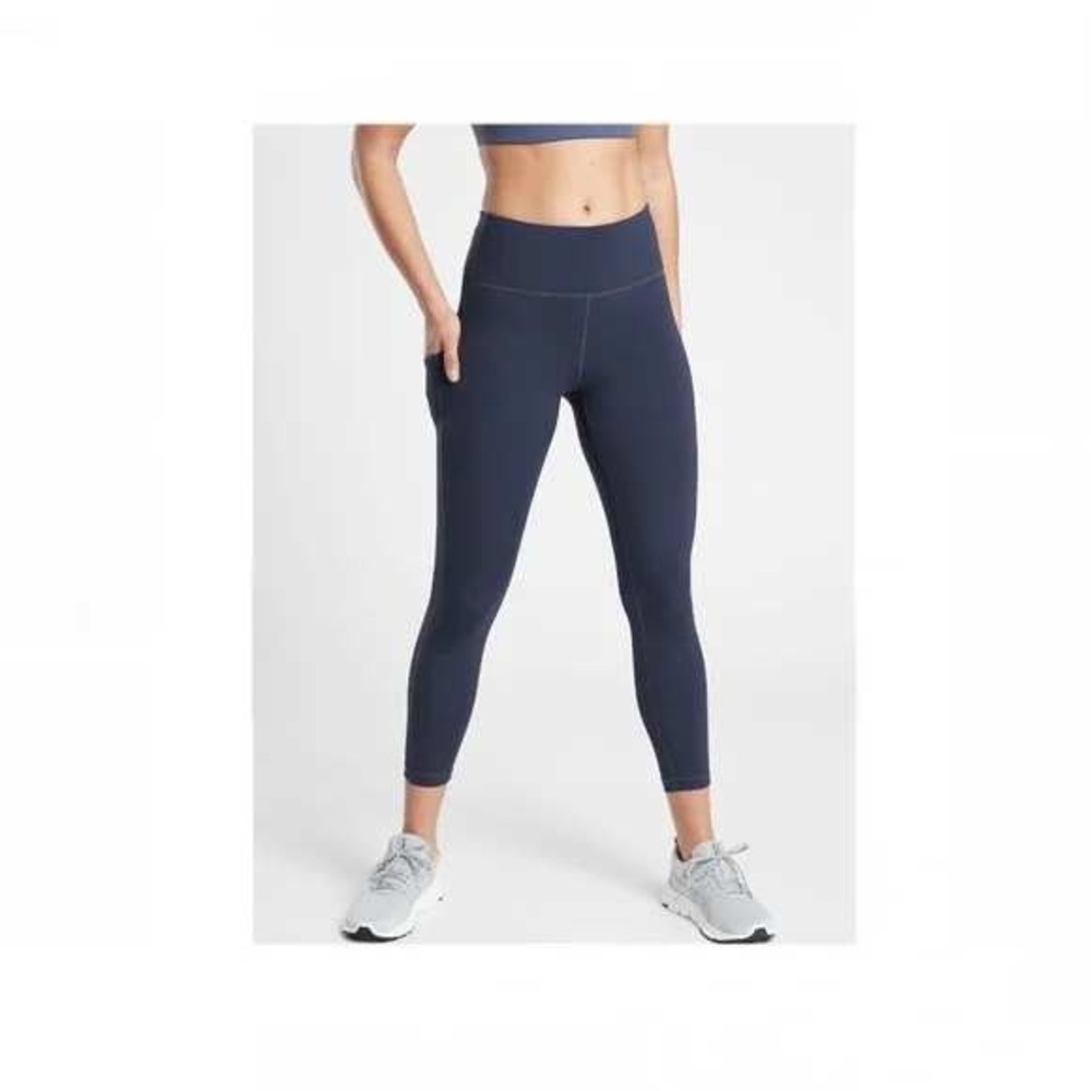 Athleta Ultimate Stash Pocket 7/8 Tight Leggings Navy Blue Size L‎